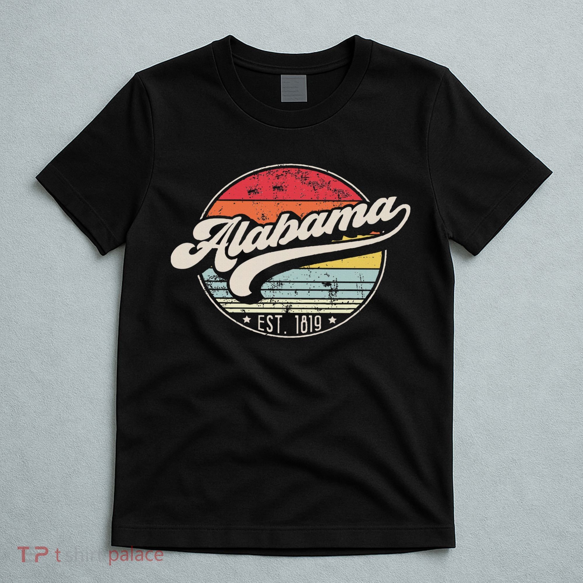 Retro Alabama Home State Al Cool 70s Style Sunset T-Shirt