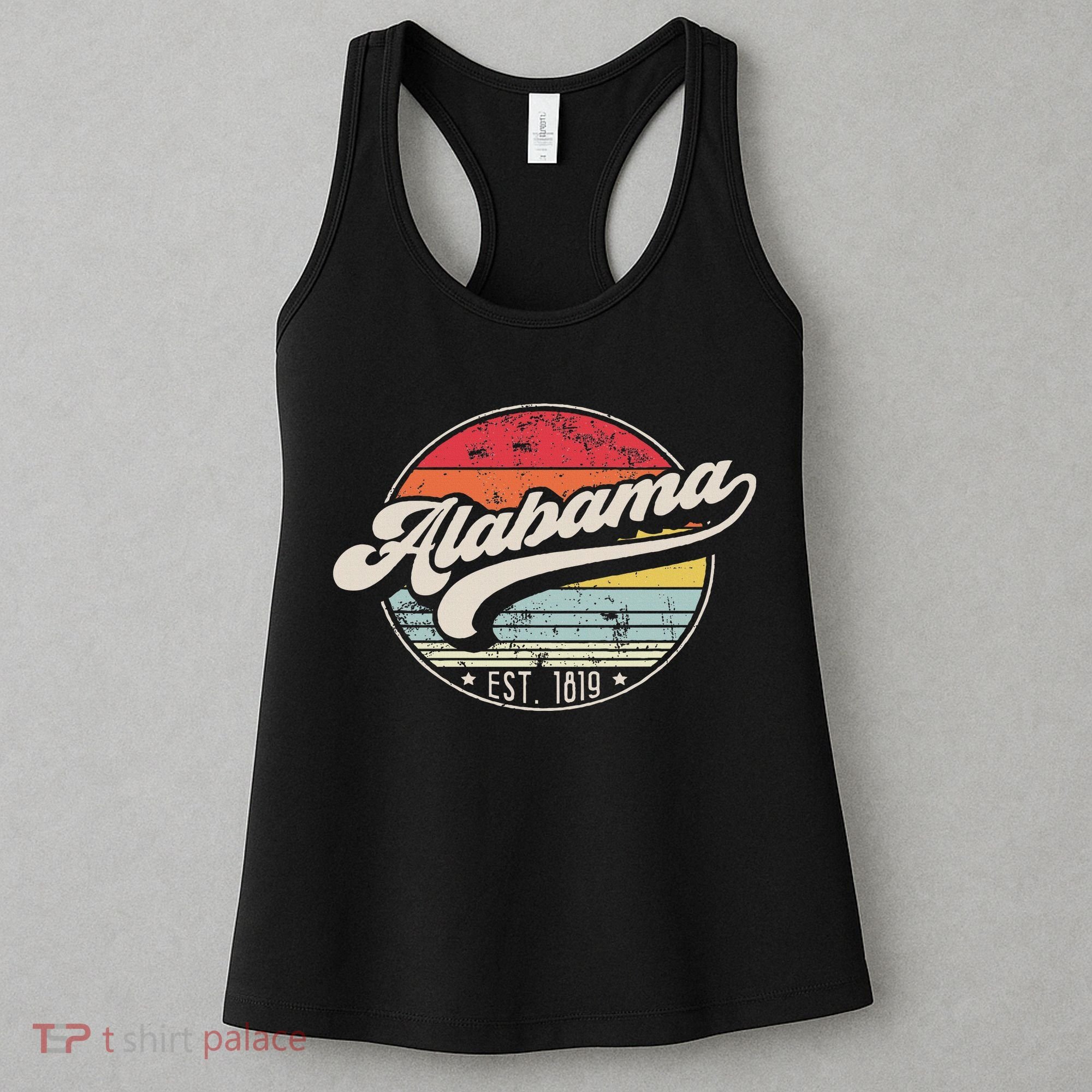 Retro Alabama Home State Al Cool 70s Style Sunset Women's Tank Top