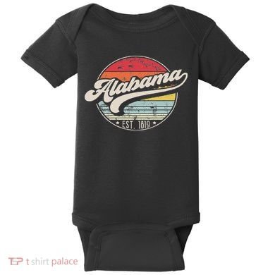 Retro Alabama Home State Al Cool 70s Style Sunset Baby Bodysuit
