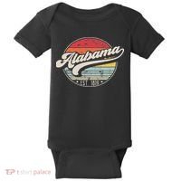 Retro Alabama Home State Al Cool 70s Style Sunset Baby Bodysuit thumb 0