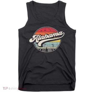 Retro Alabama Home State Al Cool 70s Style Sunset Tank Top