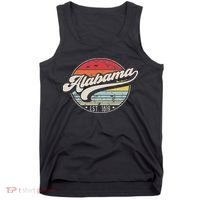 Retro Alabama Home State Al Cool 70s Style Sunset Tank Top thumb 0