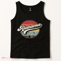 Retro Alabama Home State Al Cool 70s Style Sunset Tank Top thumb 2