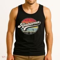 Retro Alabama Home State Al Cool 70s Style Sunset Tank Top thumb 3