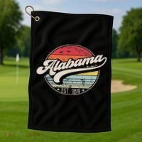 Retro Alabama Home State Al Cool 70s Style Sunset Golf Towel thumb 1