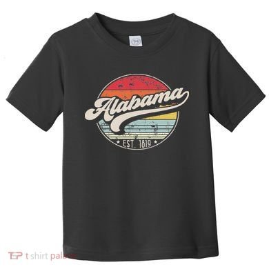 Retro Alabama Home State Al Cool 70s Style Sunset Toddler T-Shirt