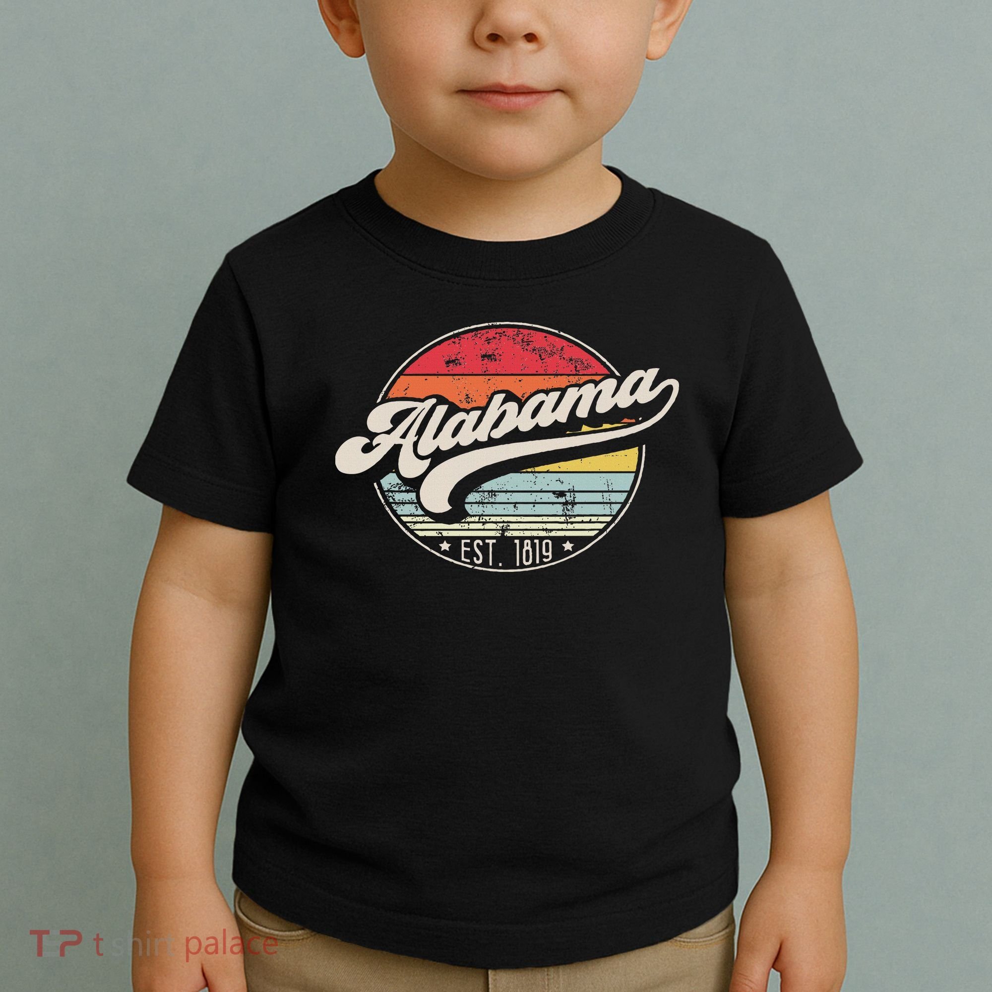 Retro Alabama Home State Al Cool 70s Style Sunset Toddler T-Shirt