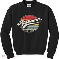 Retro Alabama Home State Al Cool 70s Style Sunset Kids Sweatshirt thumb 0