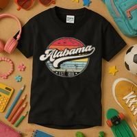 Retro Alabama Home State Al Cool 70s Style Sunset Kids T-Shirt thumb 3