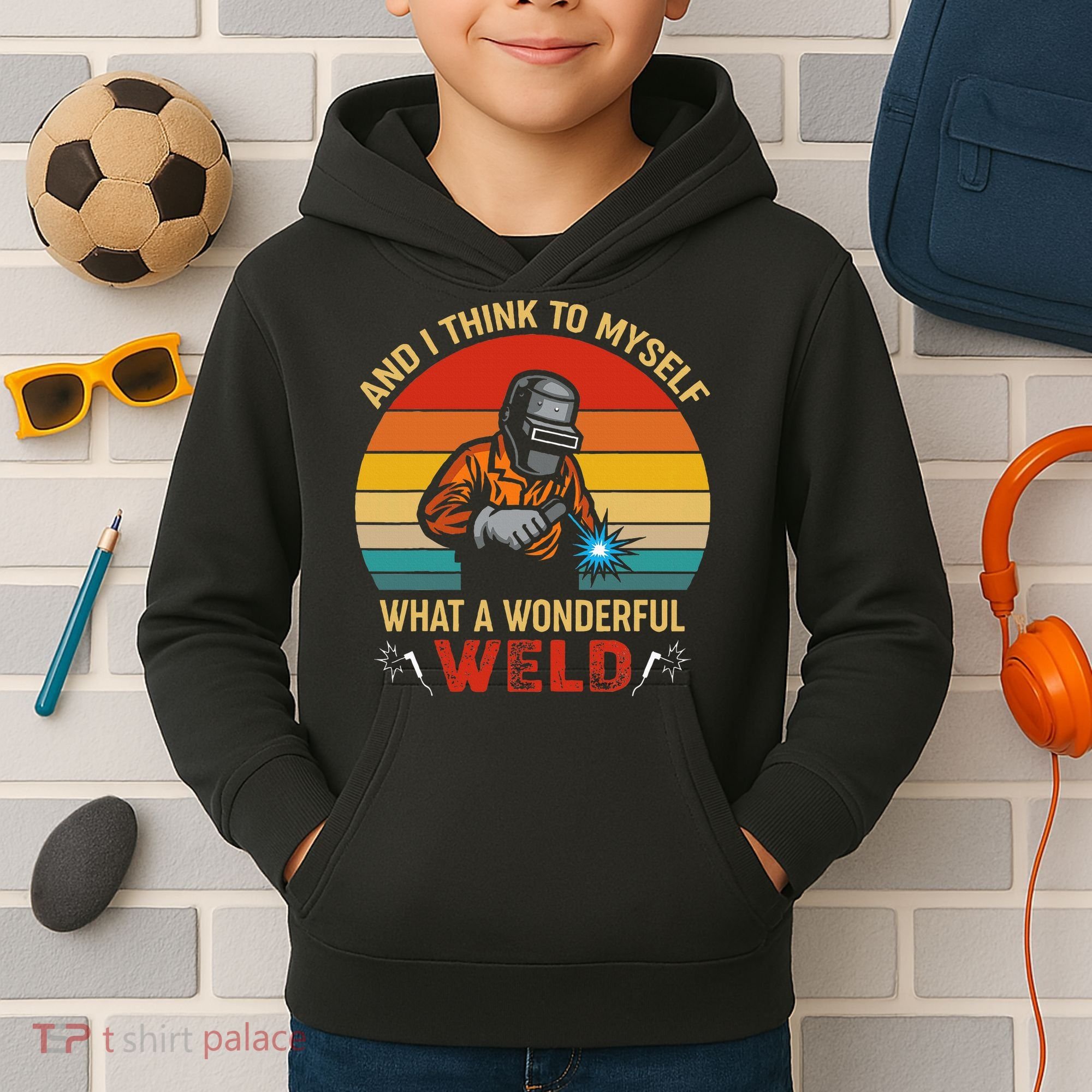 Retro And I Think To Myself What A Wonderful Weld Welding Kids Hoodie