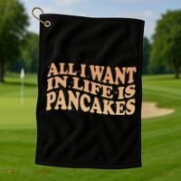 Retro All I Want In Life Is Pancakes Golf Towel thumb 1