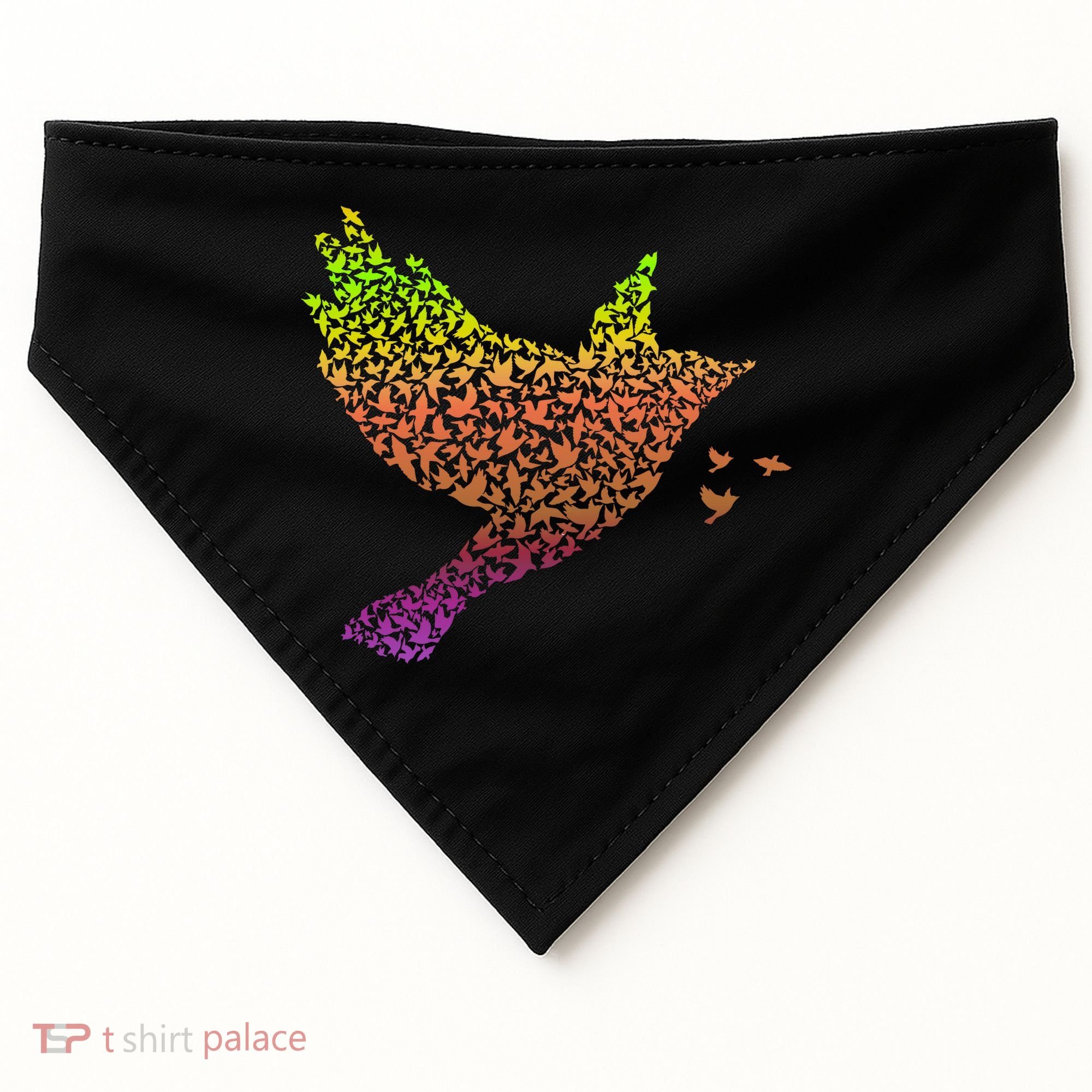 Rainbow Bird Abstract Flock USA-Made Doggie Bandana