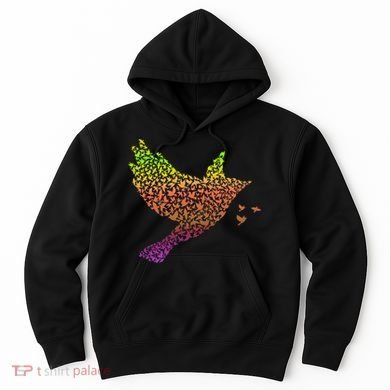 Rainbow Bird Abstract Flock Hoodie