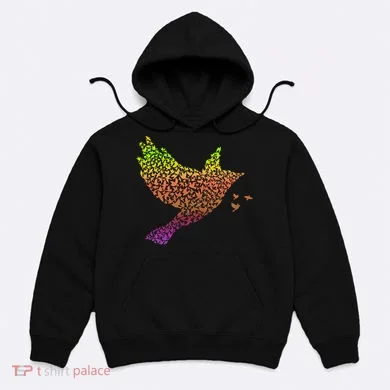 Rainbow Bird Abstract Flock Hoodie