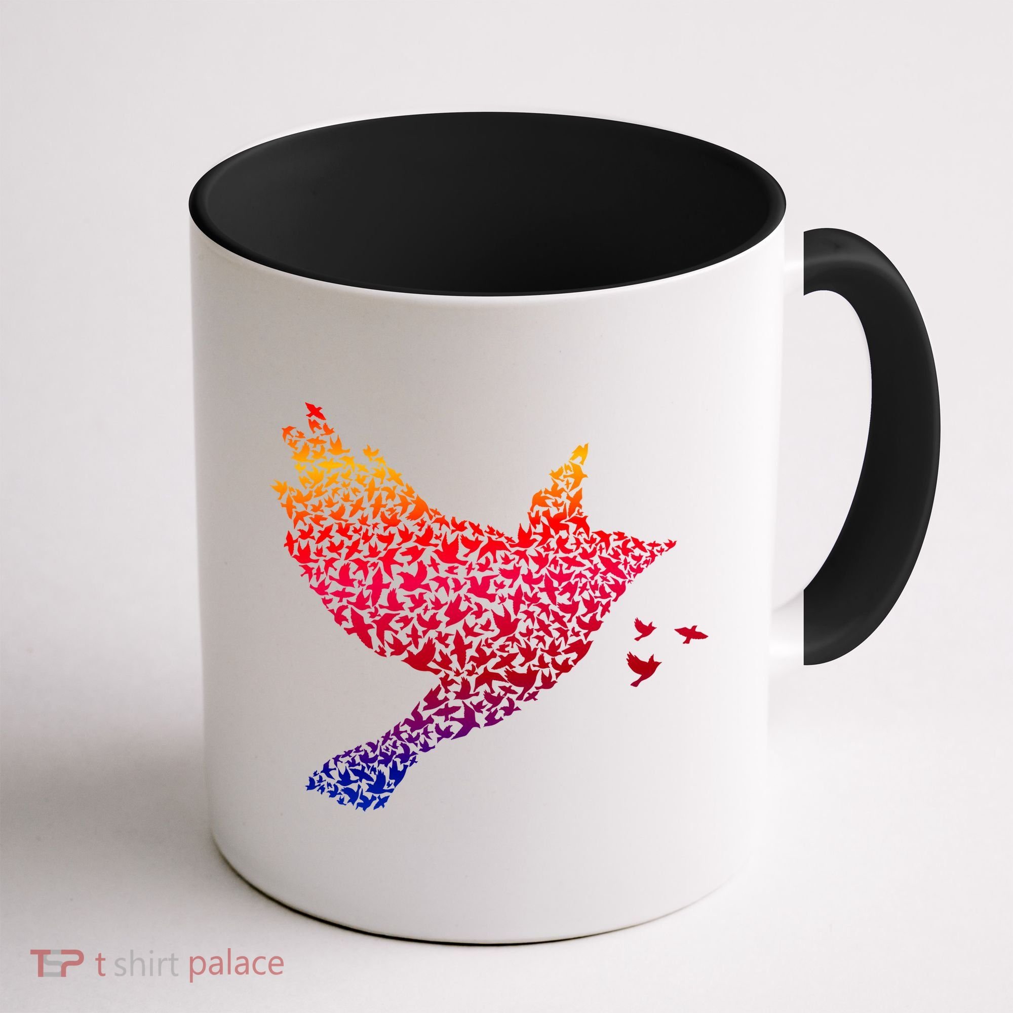 Rainbow Bird Abstract Flock Coffee Mug