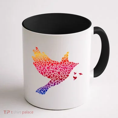 Rainbow Bird Abstract Flock Coffee Mug back