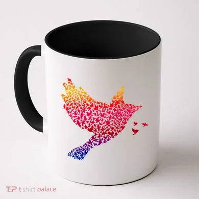 Rainbow Bird Abstract Flock Coffee Mug