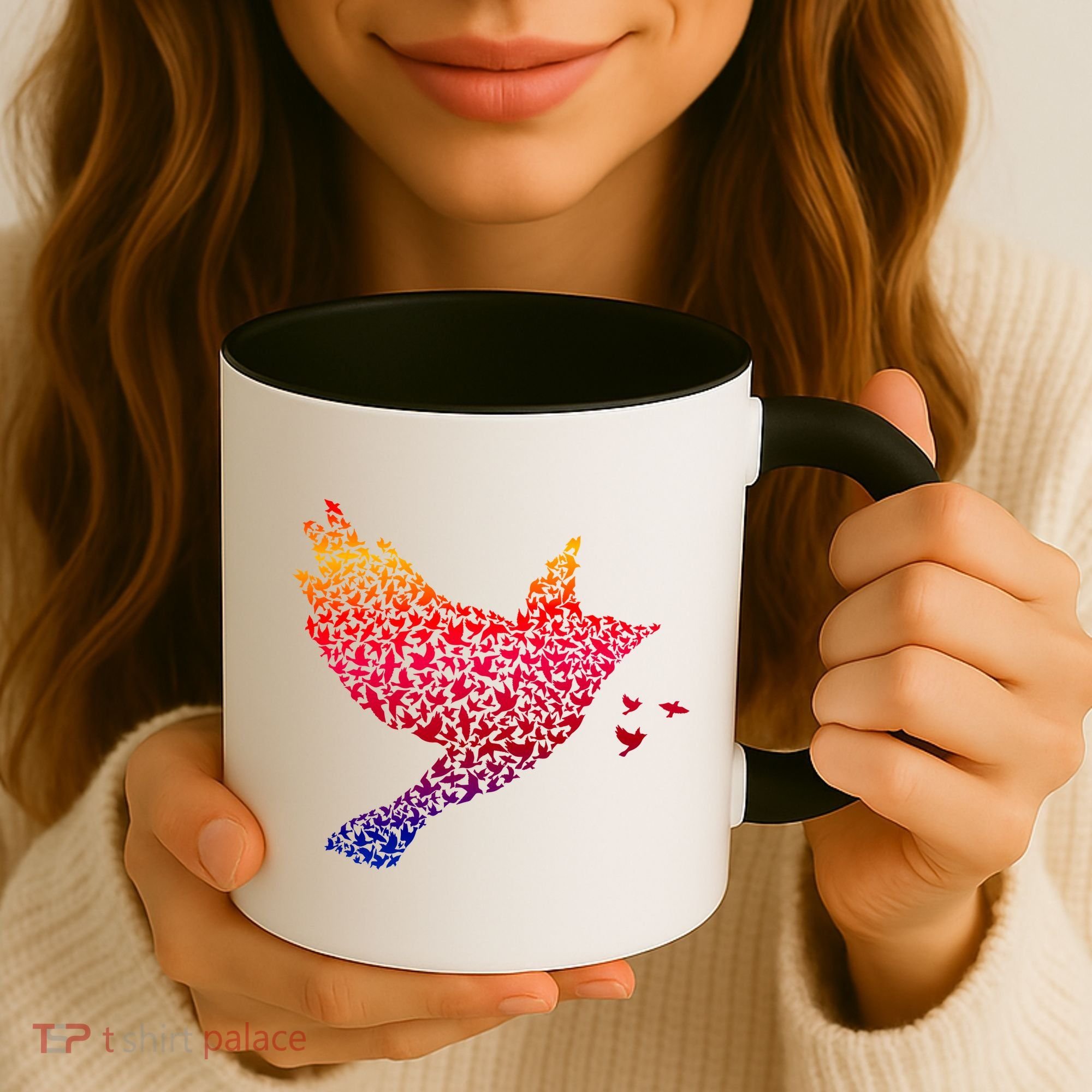 Rainbow Bird Abstract Flock Coffee Mug