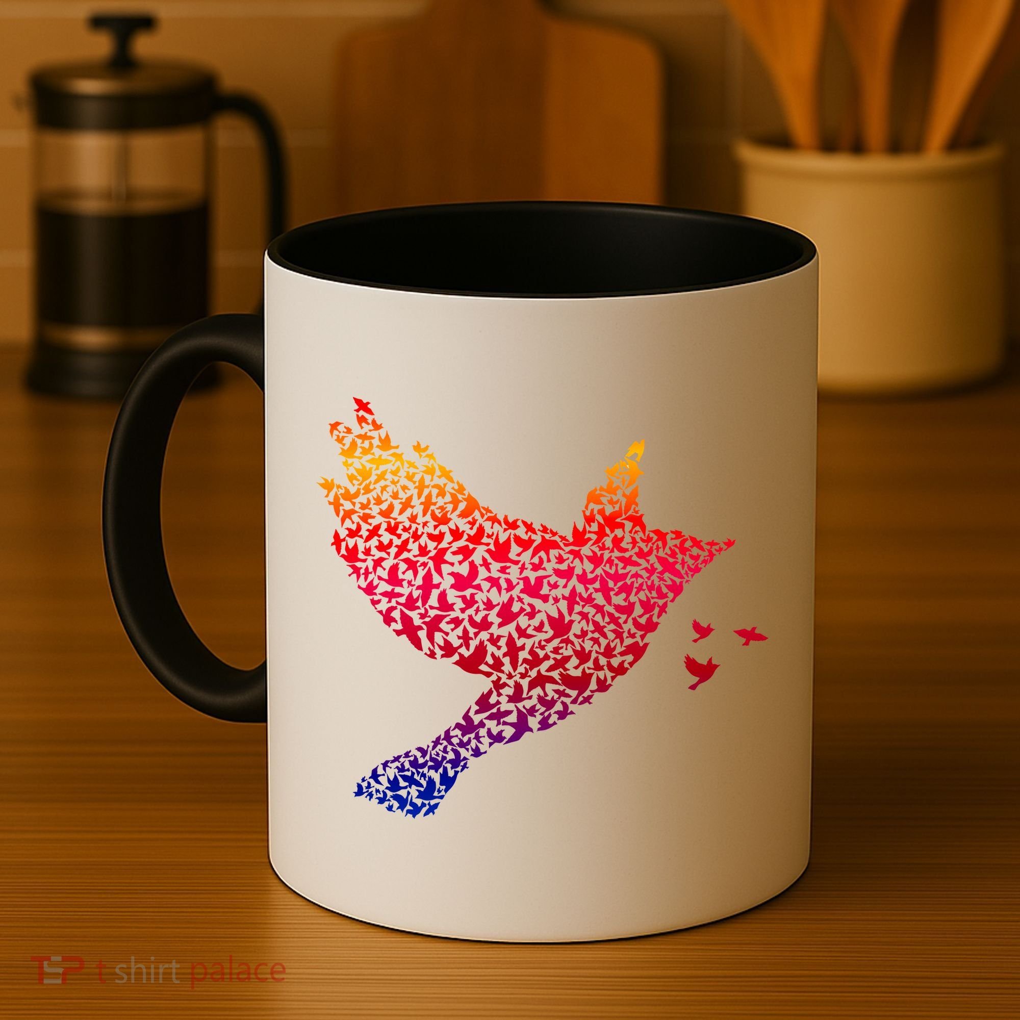 Rainbow Bird Abstract Flock Coffee Mug