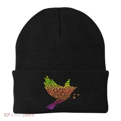 Rainbow Bird Abstract Flock Beanie