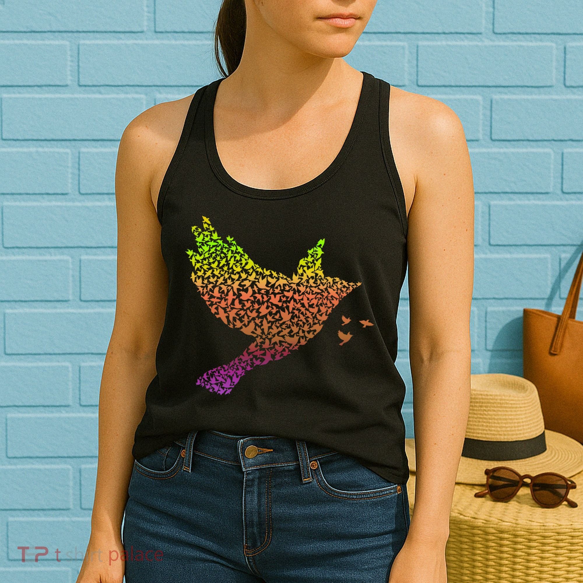 Rainbow Bird Abstract Flock Women's Tank Top