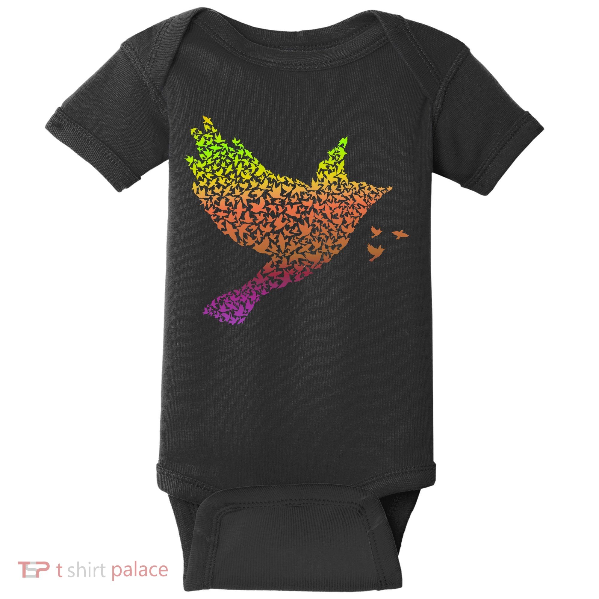 Rainbow Bird Abstract Flock Baby Bodysuit