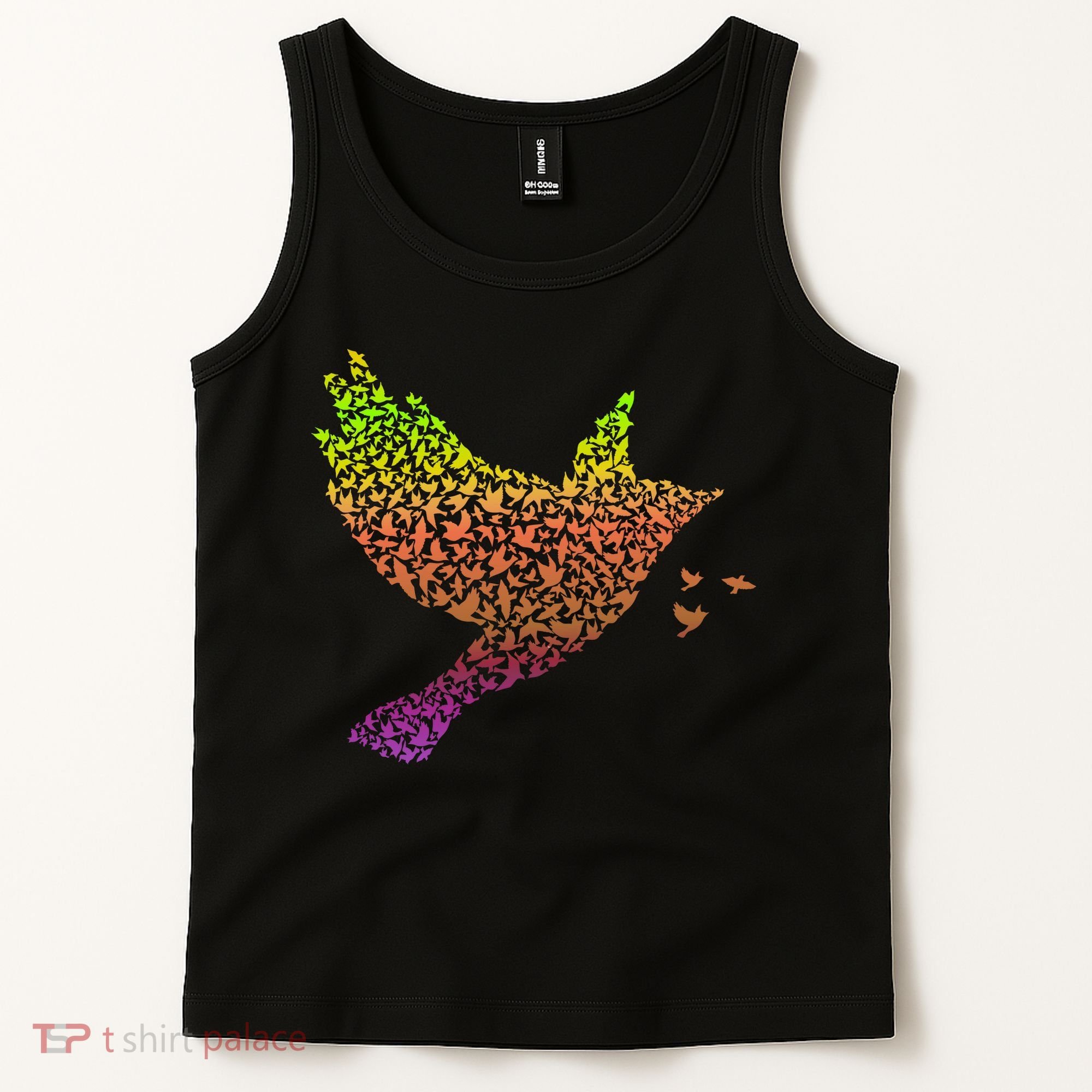 Rainbow Bird Abstract Flock Tank Top