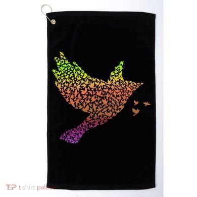 Rainbow Bird Abstract Flock Golf Towel