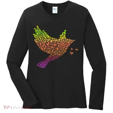 Rainbow Bird Abstract Flock Women's Long Sleeve Shirt