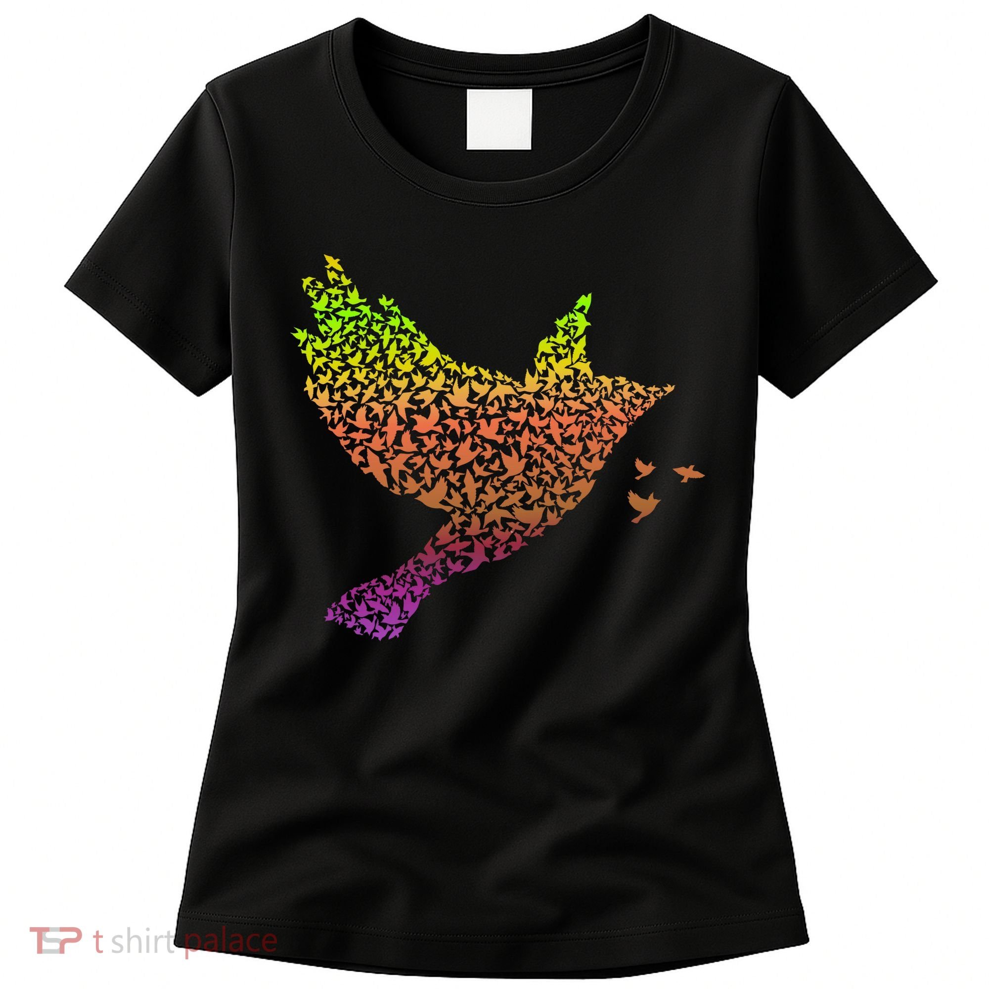 Rainbow Bird Abstract Flock Women's T-Shirt