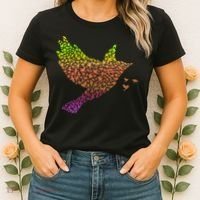 Rainbow Bird Abstract Flock Women's T-Shirt thumb 2