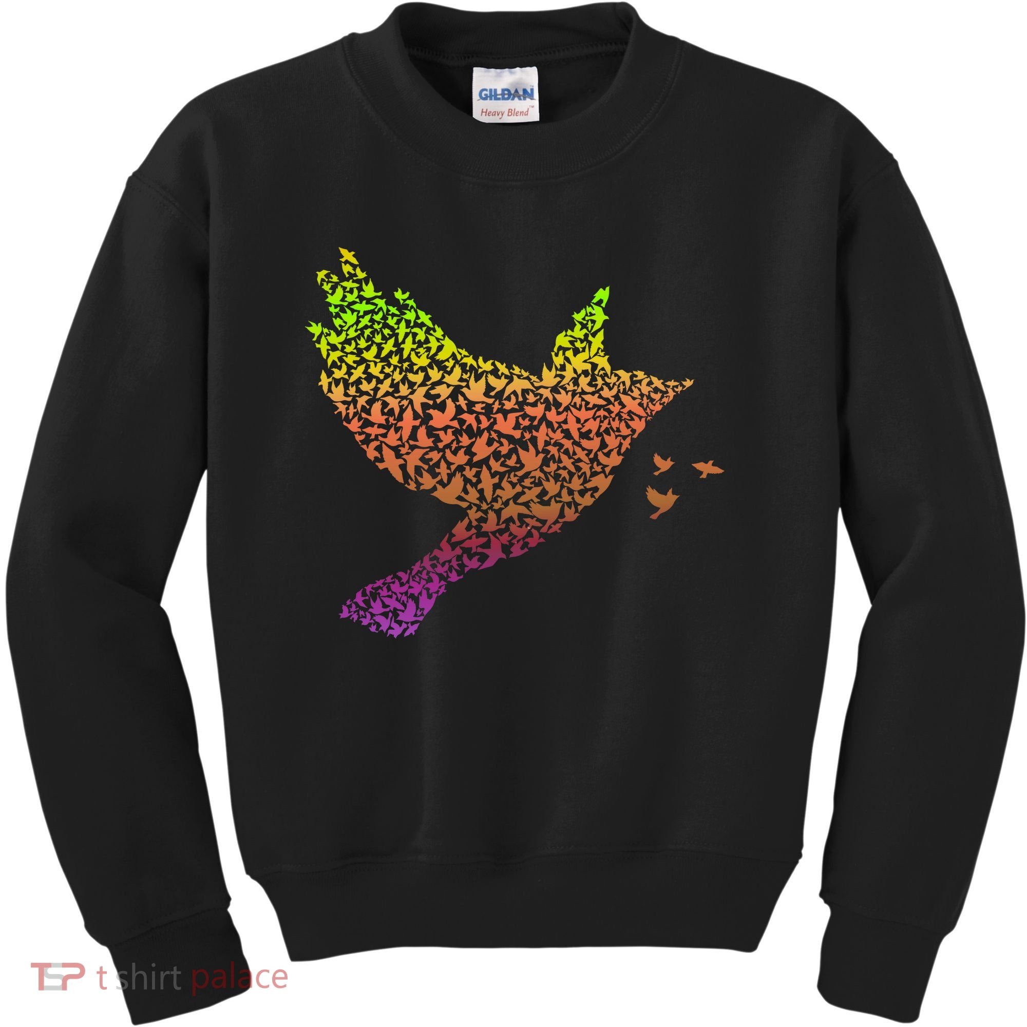 Rainbow Bird Abstract Flock Kids Sweatshirt