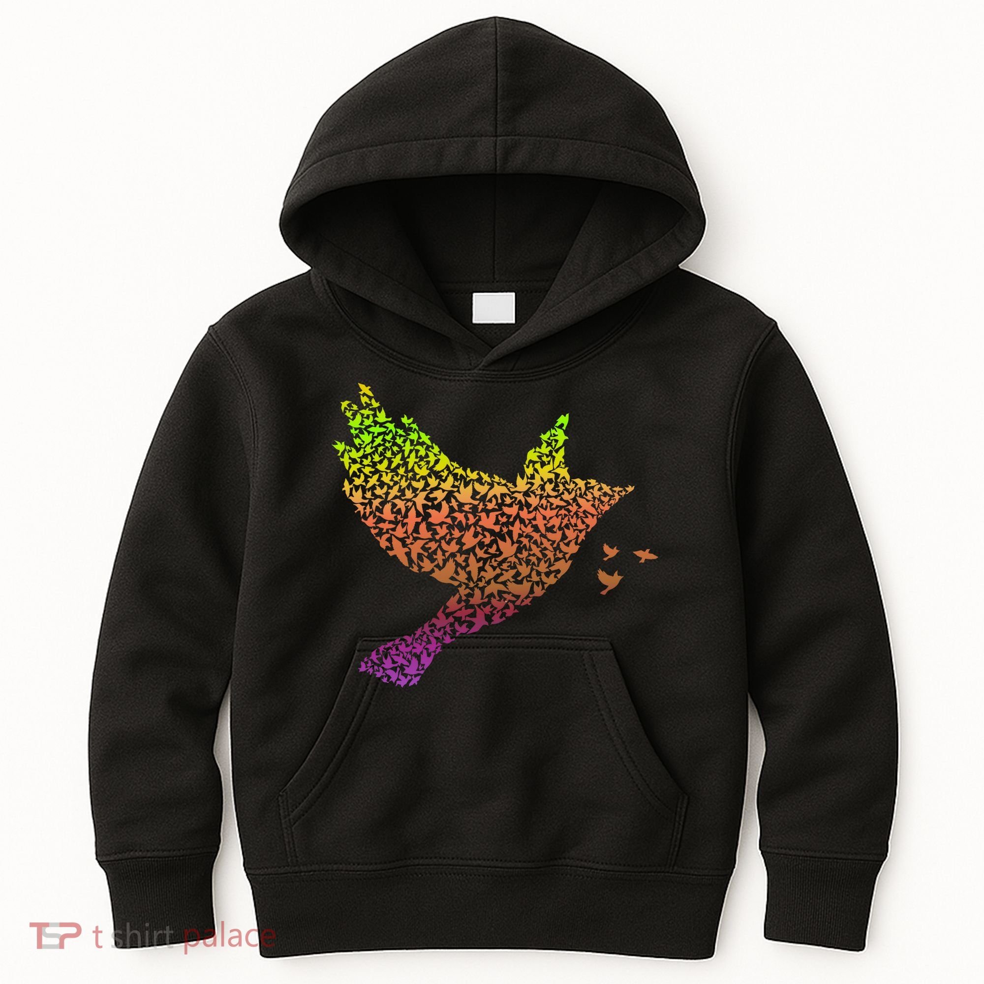 Rainbow Bird Abstract Flock Kids Hoodie