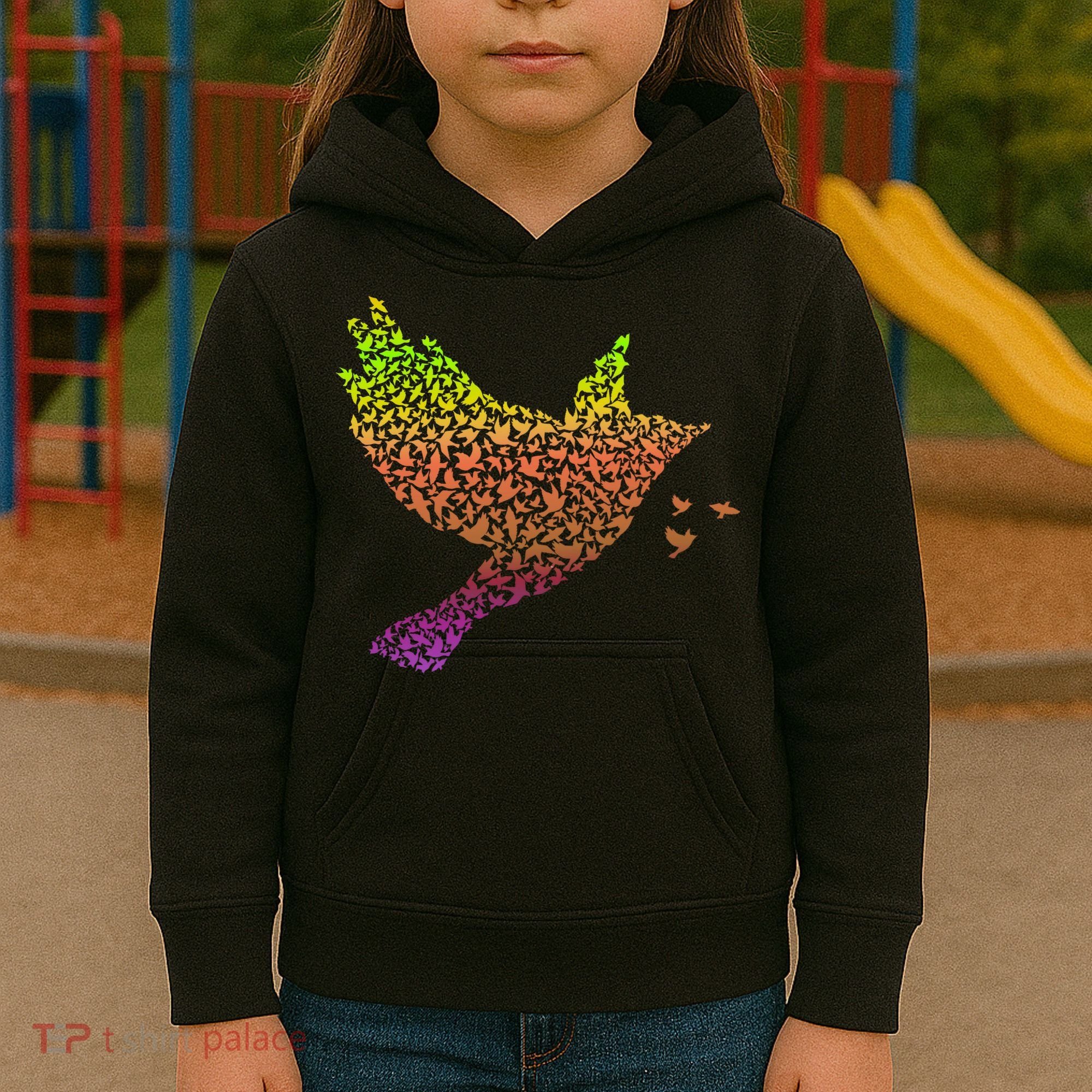 Rainbow Bird Abstract Flock Kids Hoodie