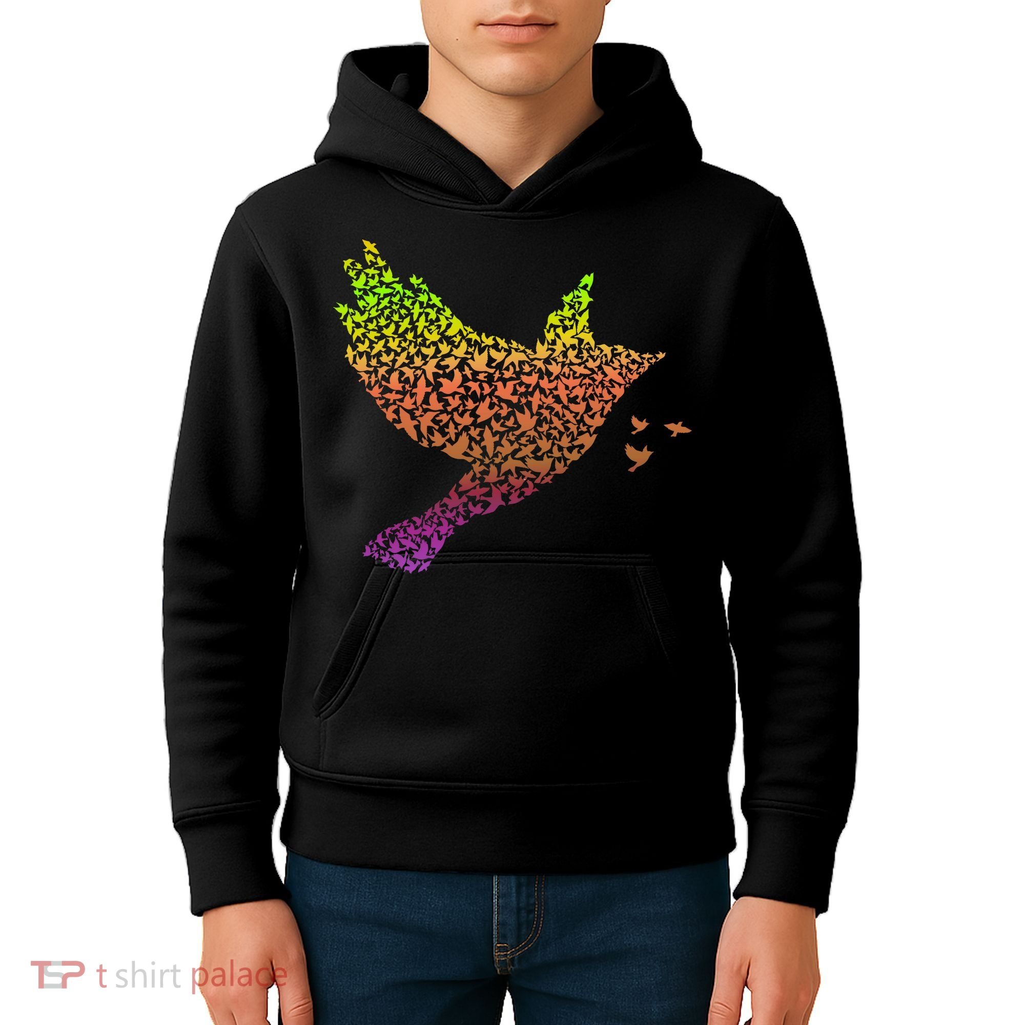 Rainbow Bird Abstract Flock Kids Hoodie
