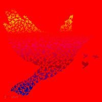 Rainbow Bird Abstract Flock Santa Hat thumb 1