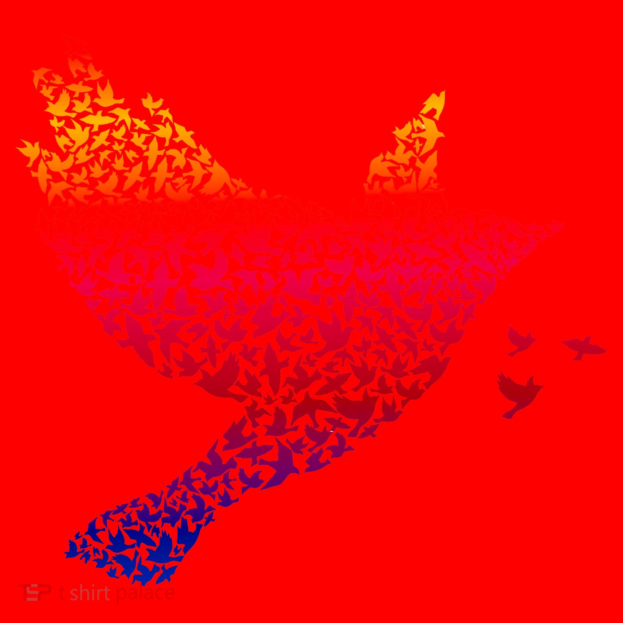 Rainbow Bird Abstract Flock Santa Hat