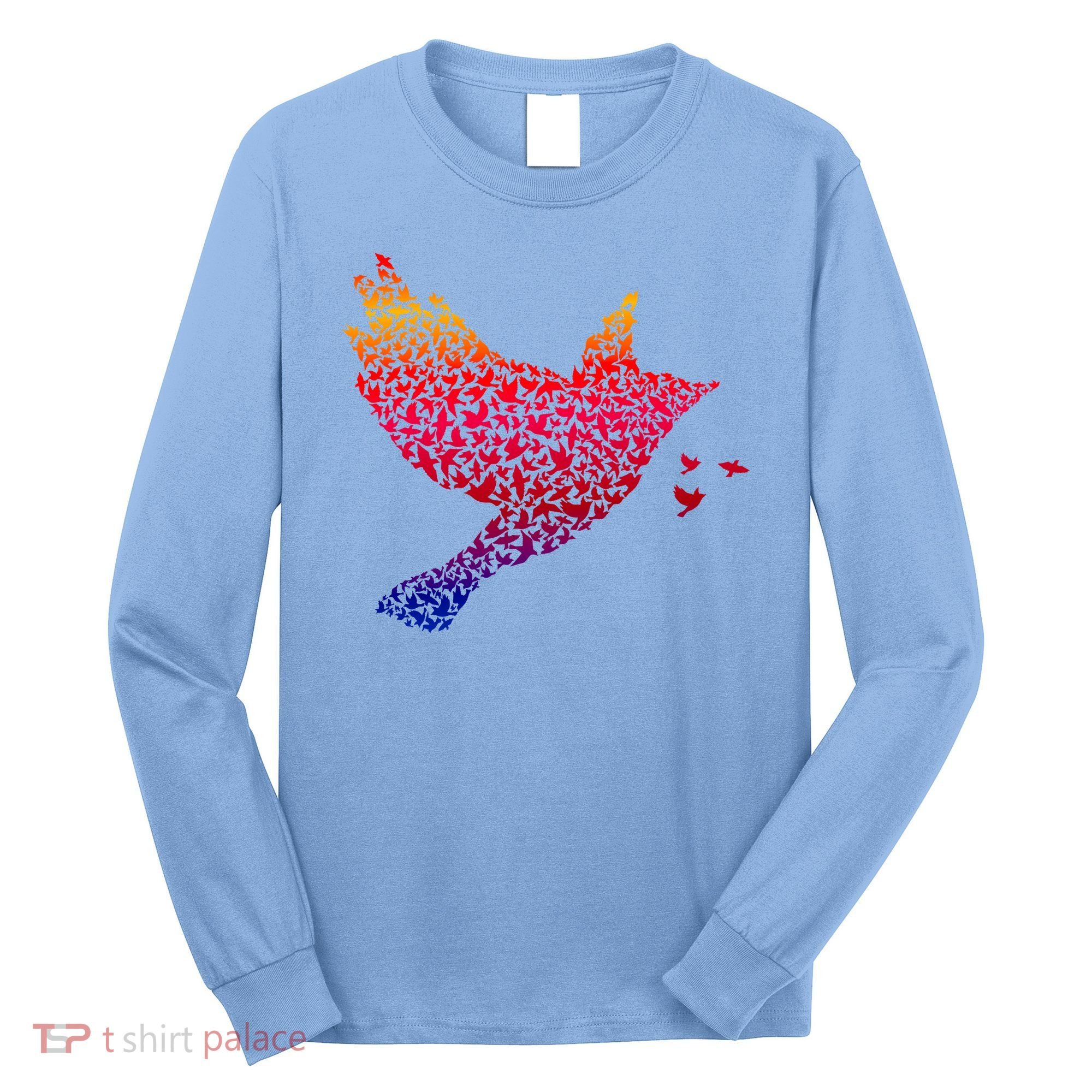 Rainbow Bird Abstract Flock Long Sleeve Shirt