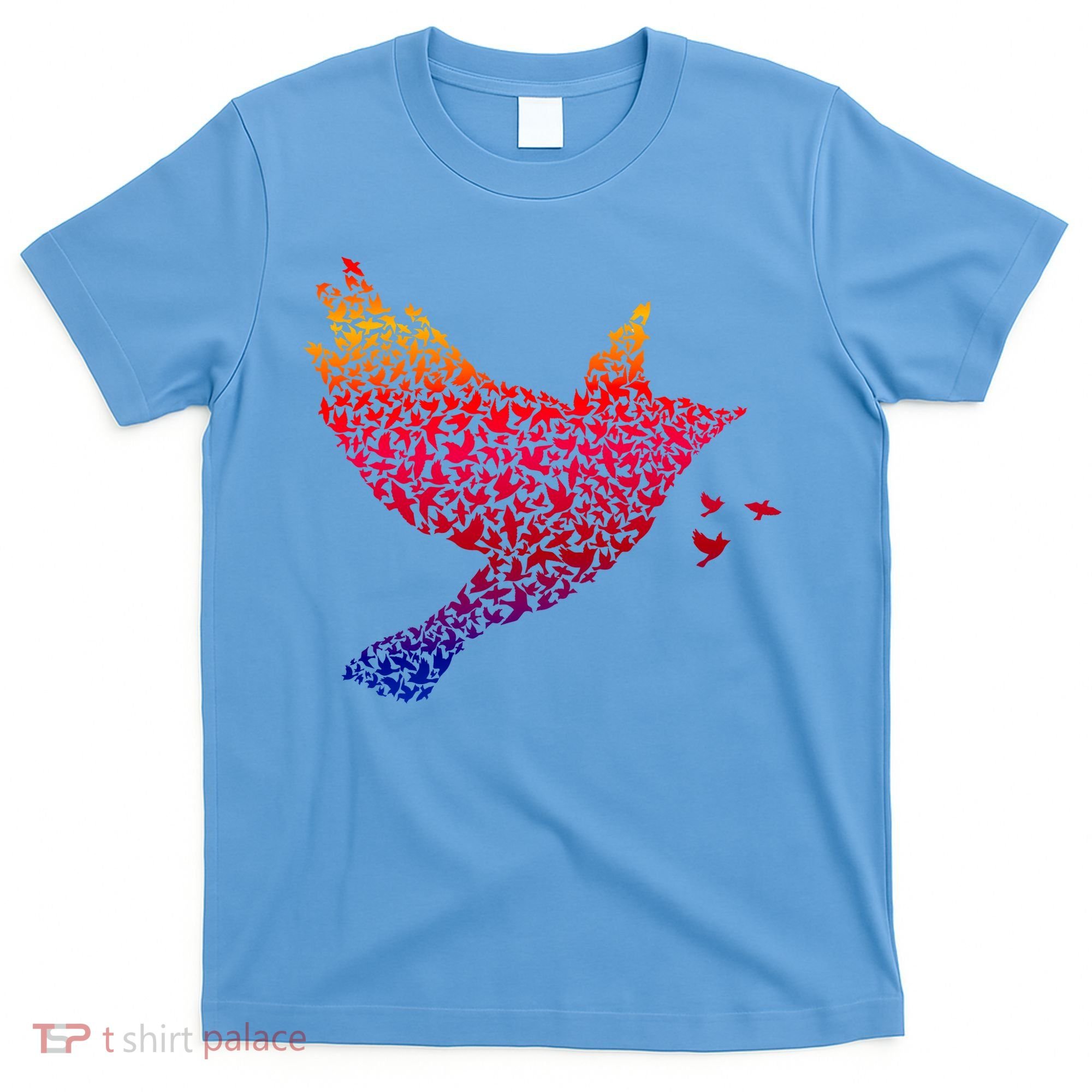 Rainbow Bird Abstract Flock T-Shirt