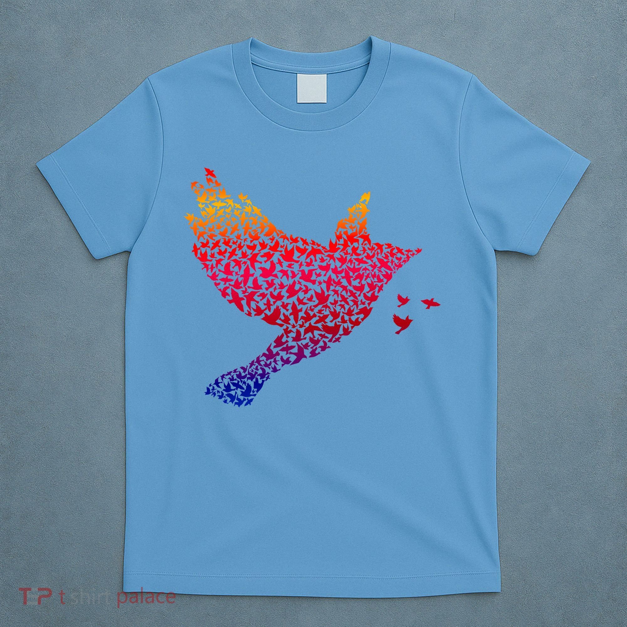 Rainbow Bird Abstract Flock T-Shirt