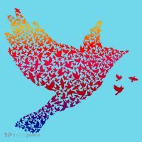 Rainbow Bird Abstract Flock T-Shirt thumb 6
