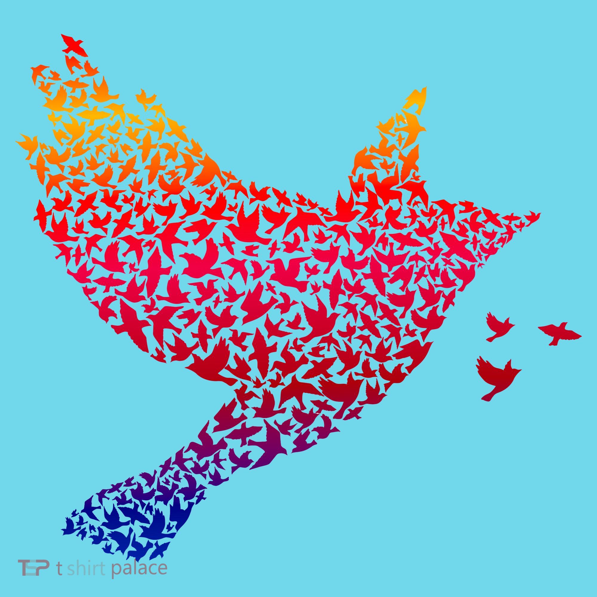 Rainbow Bird Abstract Flock Kids Long Sleeve Shirt