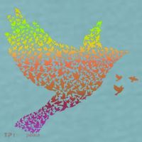 Rainbow Bird Abstract Flock Sueded Cloud Jersey T-Shirt thumb 2