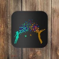 Rainbow Bird Flock Boy And Girl Coaster thumb 0