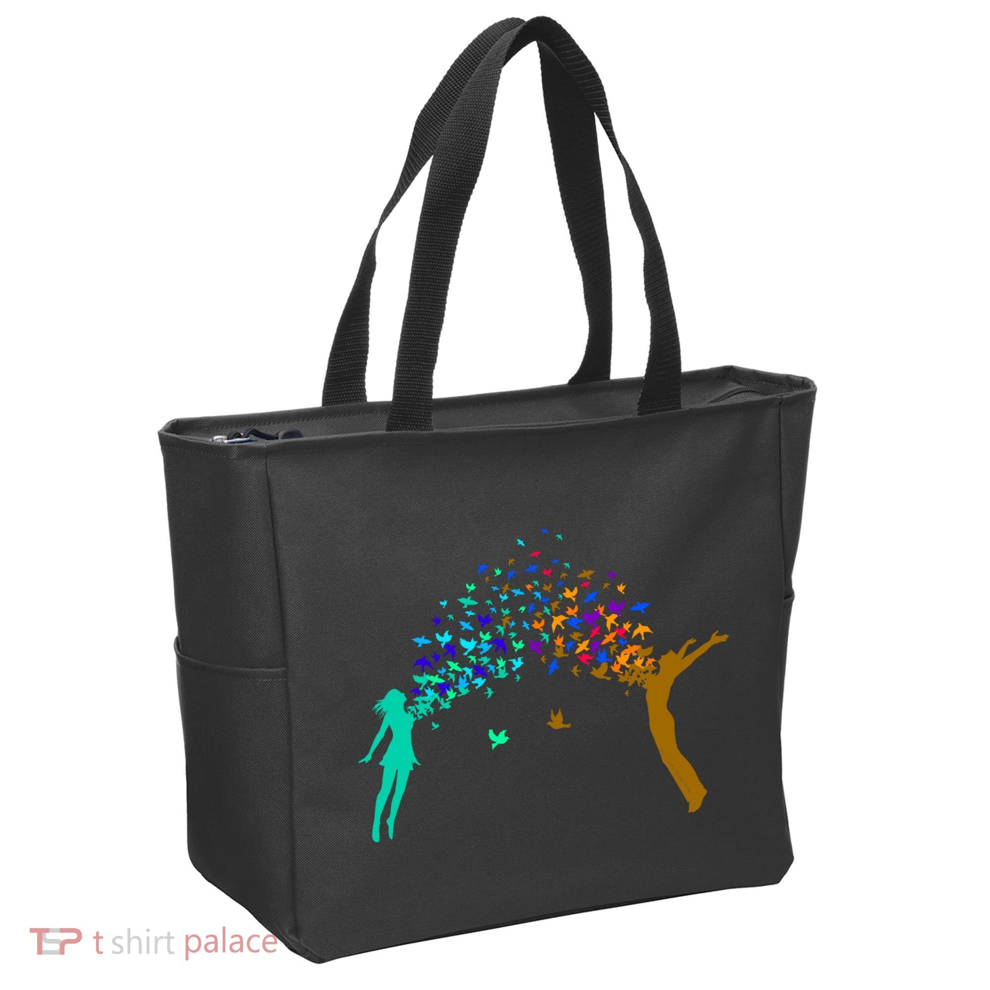 Rainbow Bird Flock Boy And Girl Tote Bag