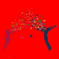 Rainbow Bird Flock Boy And Girl Santa Hat thumb 1