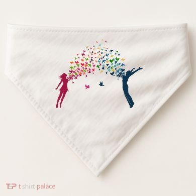 Rainbow Bird Flock Boy And Girl USA-Made Doggie Bandana