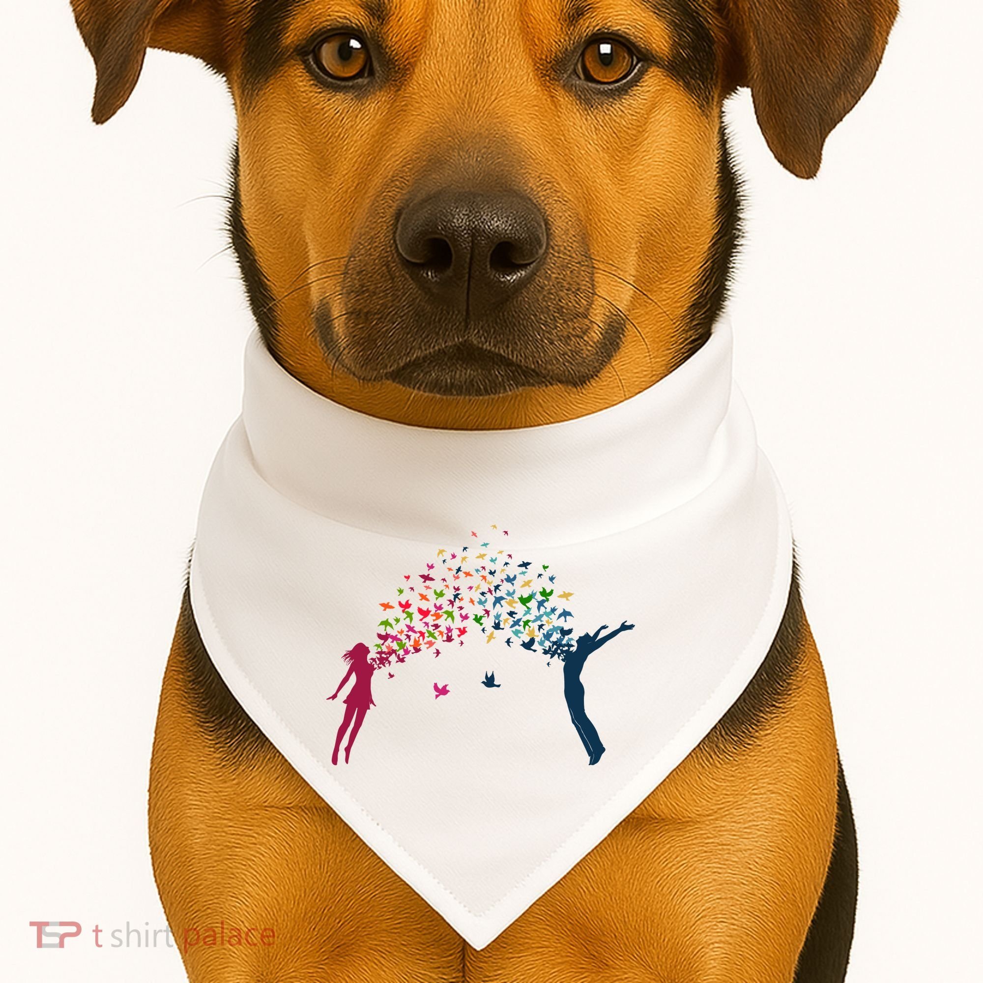 Rainbow Bird Flock Boy And Girl USA-Made Doggie Bandana