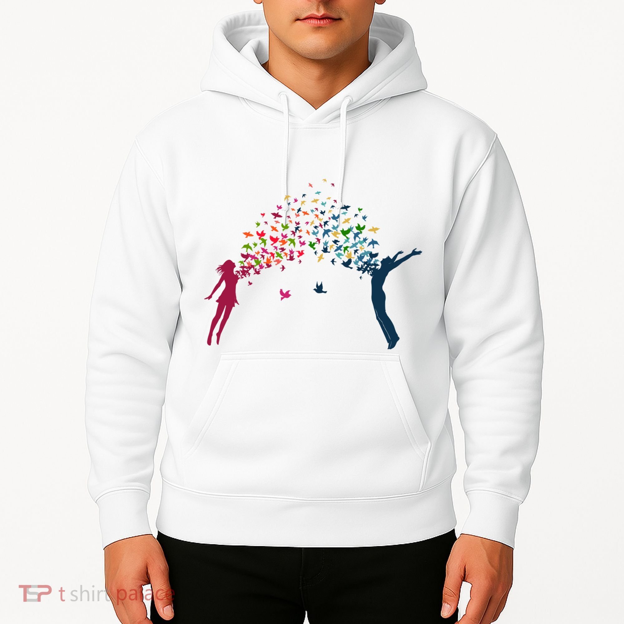 Rainbow Bird Flock Boy And Girl Hoodie