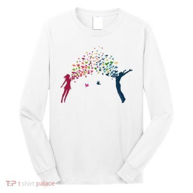 Rainbow Bird Flock Boy And Girl Long Sleeve Shirt